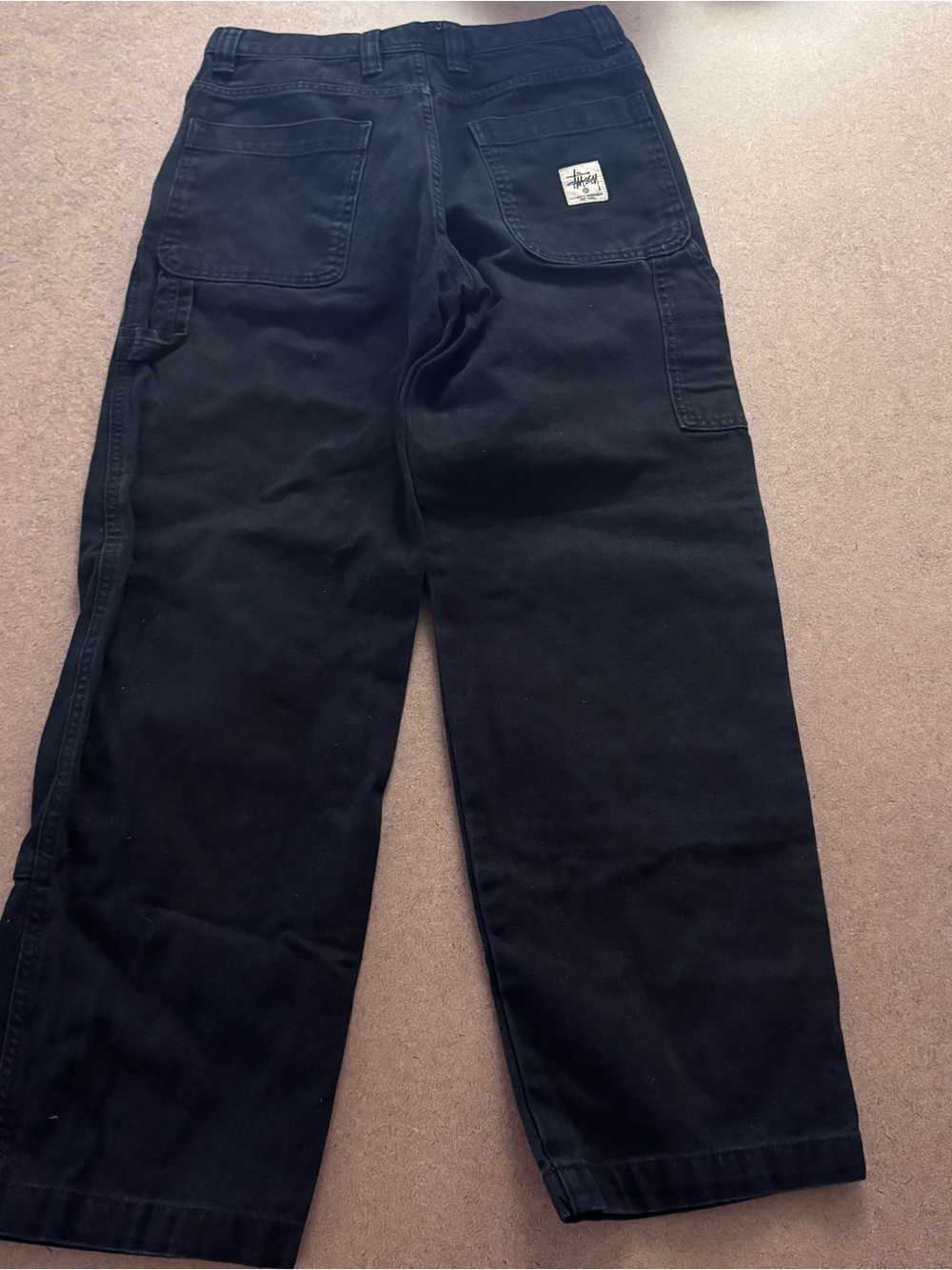 Stussy quality work gear Black Cargo Work Trousers men 28